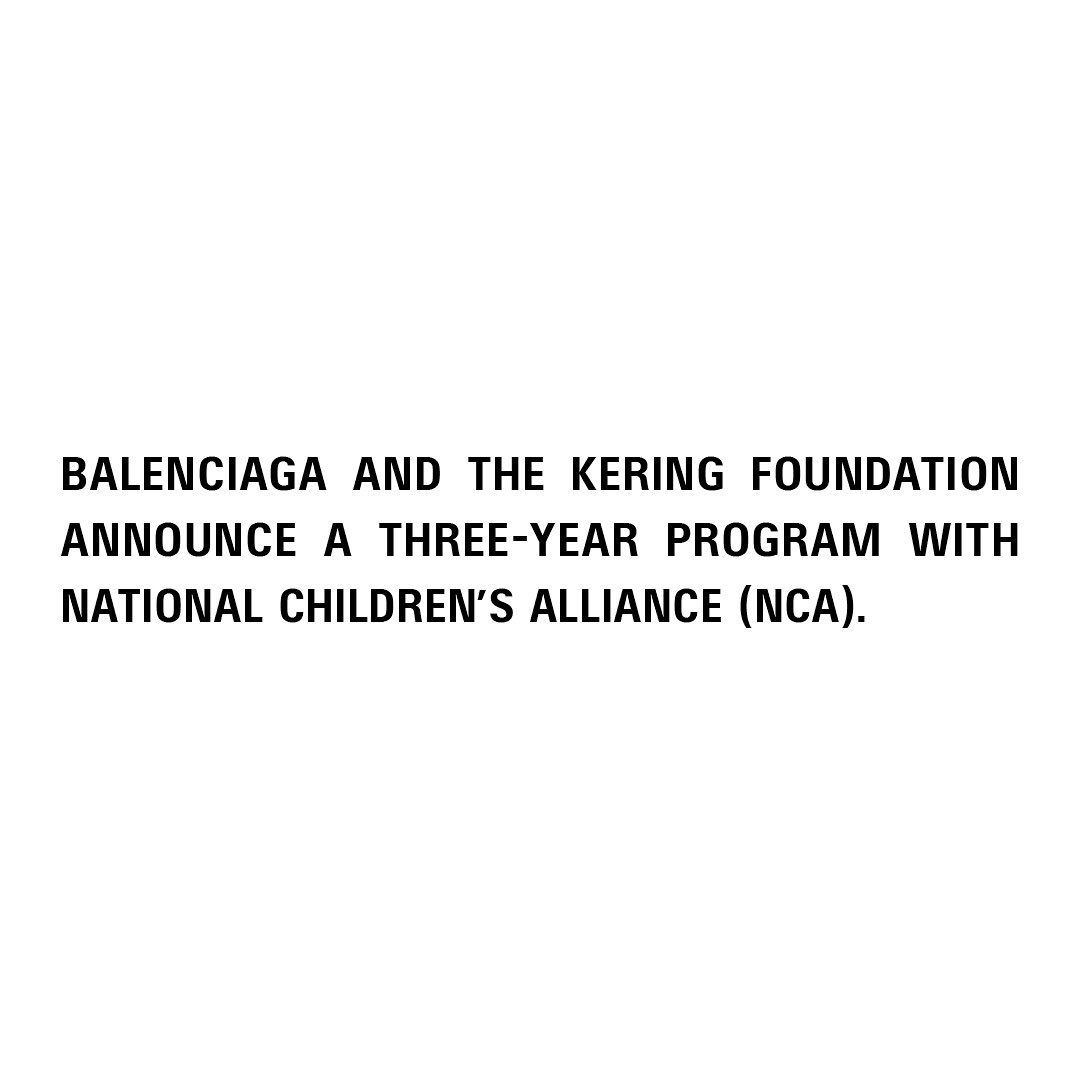 Balenciaga and the Kering Foundation announce a three-year program with National Children's Alliance (NCA)
